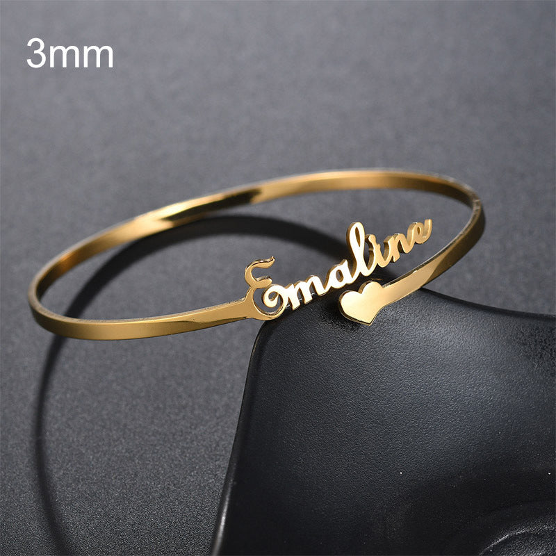Custom Stainless Steel Name Bracelet with 18K Gold Plating