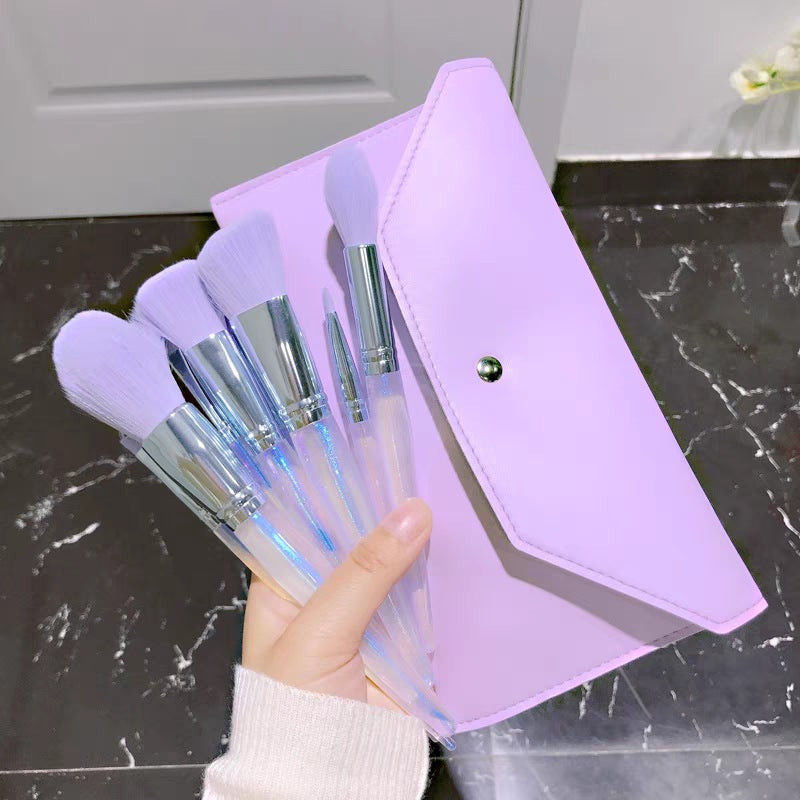 10-Piece Purple Makeup Brush Set with Storage Bag
