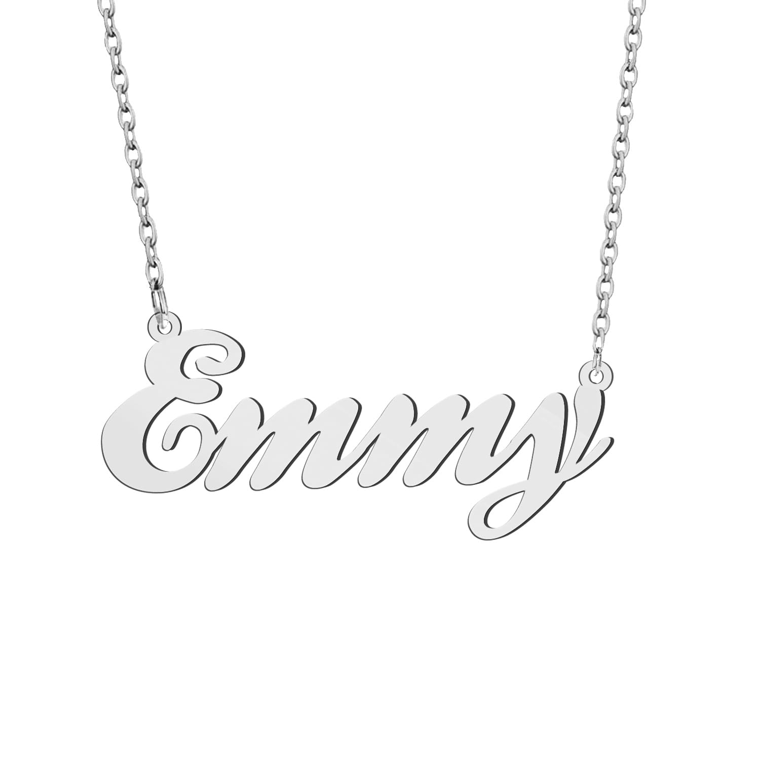 Name Earrings Emmy Personalized Name Necklace Silver Stainless Steel Pendant for Women