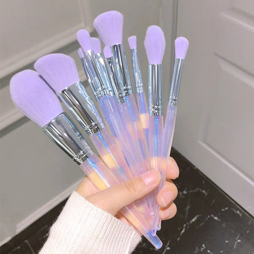 10-Piece Purple Makeup Brush Set with Storage Bag
